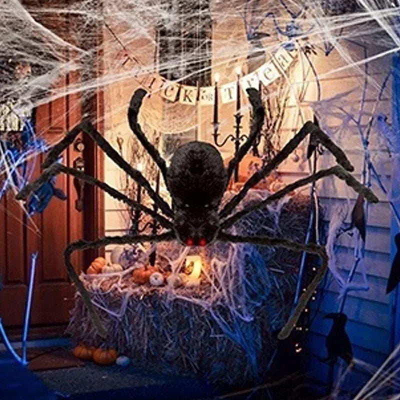 30cm/75cm Halloween Giant Black Plush Spider Decoration Haunted House Prop Indoor Outdoor Decor Halloween Decoration