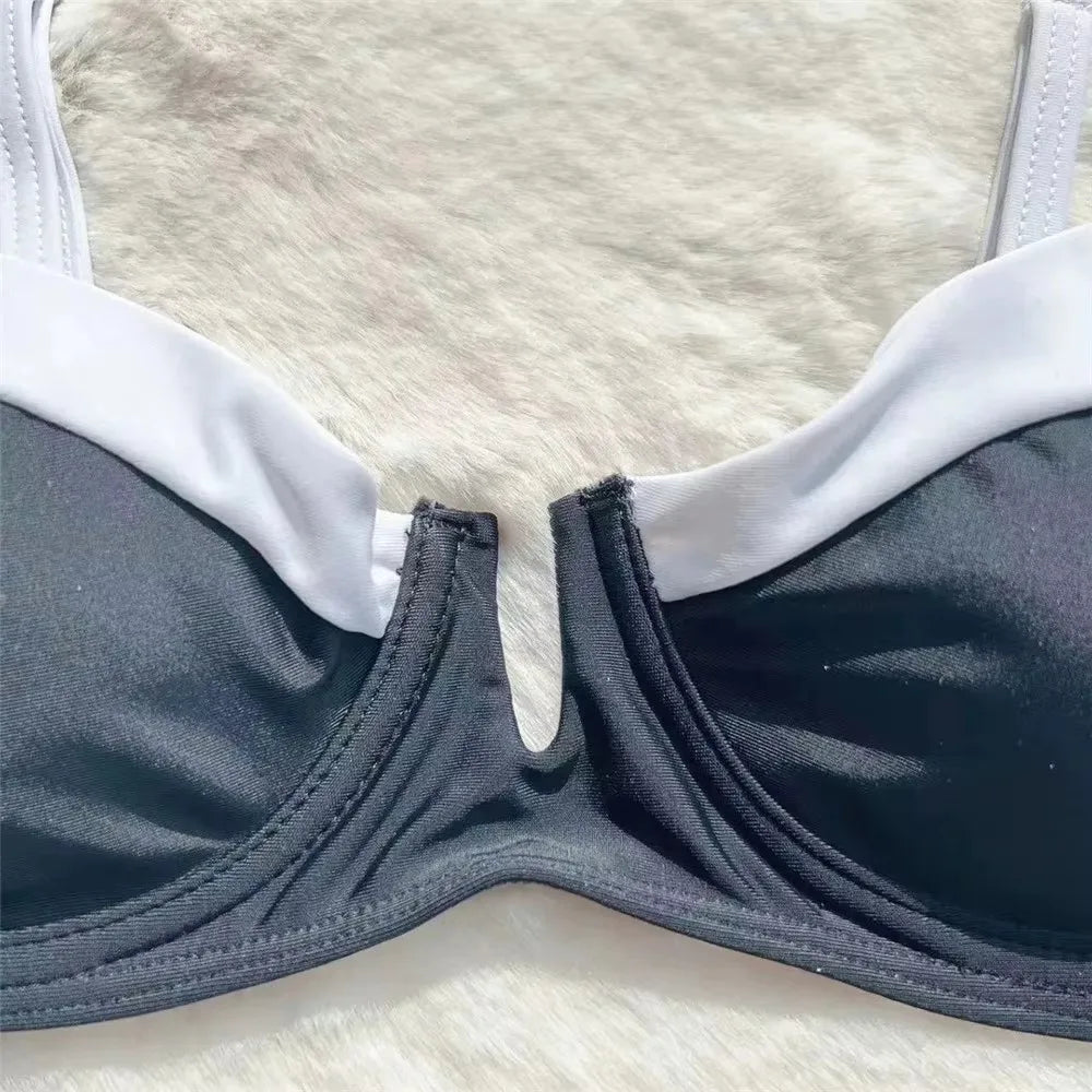 Black White Patchwork Micro Thong Bikini Push Up Swimwear Women 2025 Sexy Swimsuit Bathing Suit Low Waist Brazilian Bikinis Sets