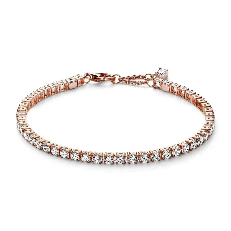 Exquisite 925 Sterling Silver New Shiny Heart-shaped Stars All Zircon Tennis Bracelet Luxurious Charm Bracelet Holiday Gifts
