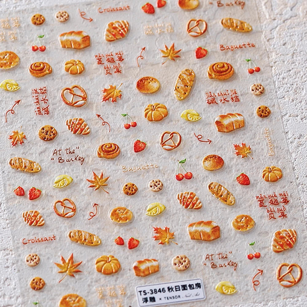 Classic Red Maple Leaves Golden Ginkgo Autumn Harvest 5D Nail Art Sticker Cute Pumpkins Ladybug Mushrooms Adhesive Manicure Deca