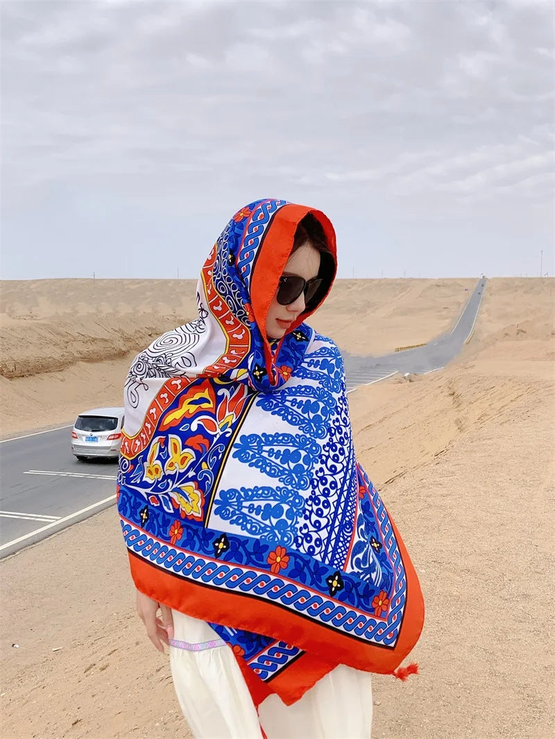 Travel Beach Sunscreen Scarves for Women Bikini Large Sarong Wrap Scarf Brazilian Swimsuit Bathing Cover-ups 17 Styles 90x180cm