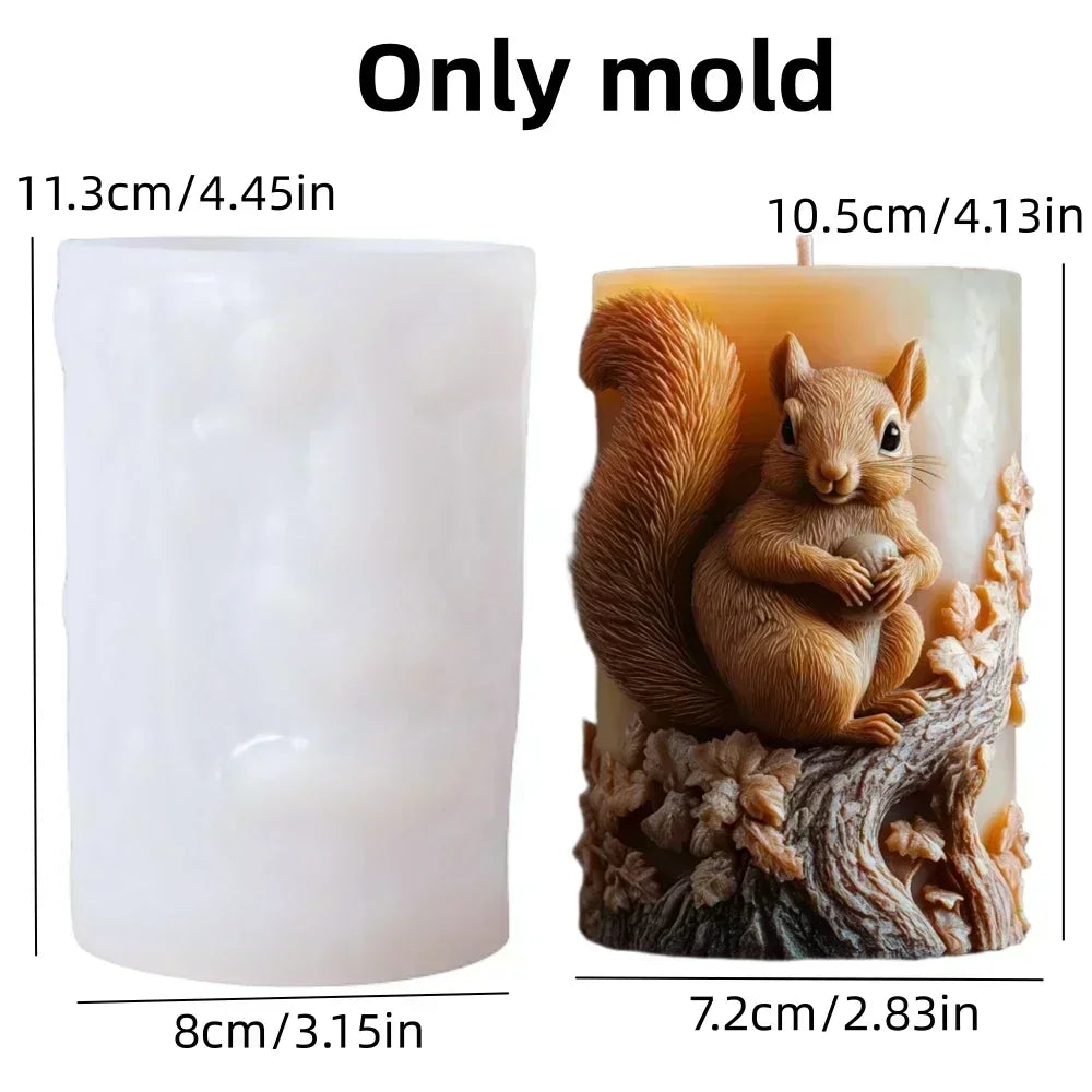 DIY elk relief cylindrical candle silicone mold sika deer flower relief resin mould Forest sika deer gypsum molds Christmas gift