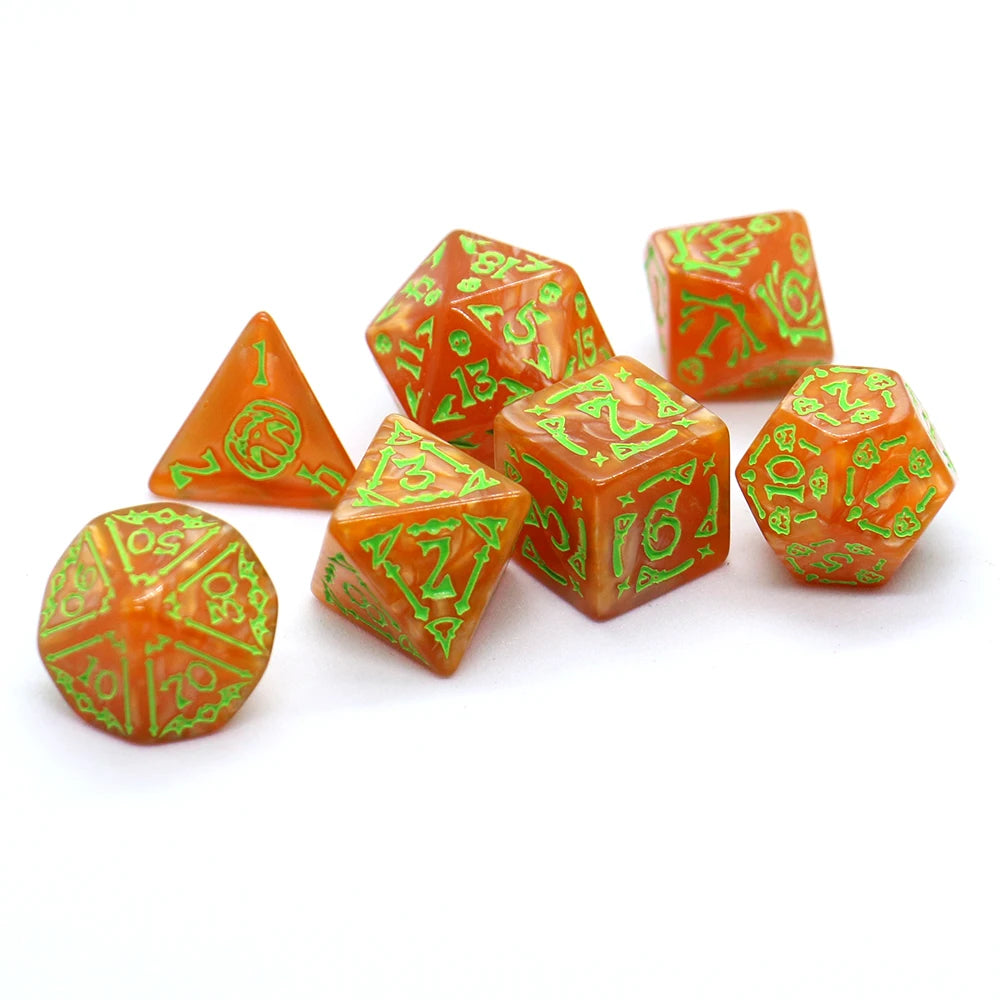 7pcs Set Relief Halloween Pattern Board Game Dice Set, DND Game Dice