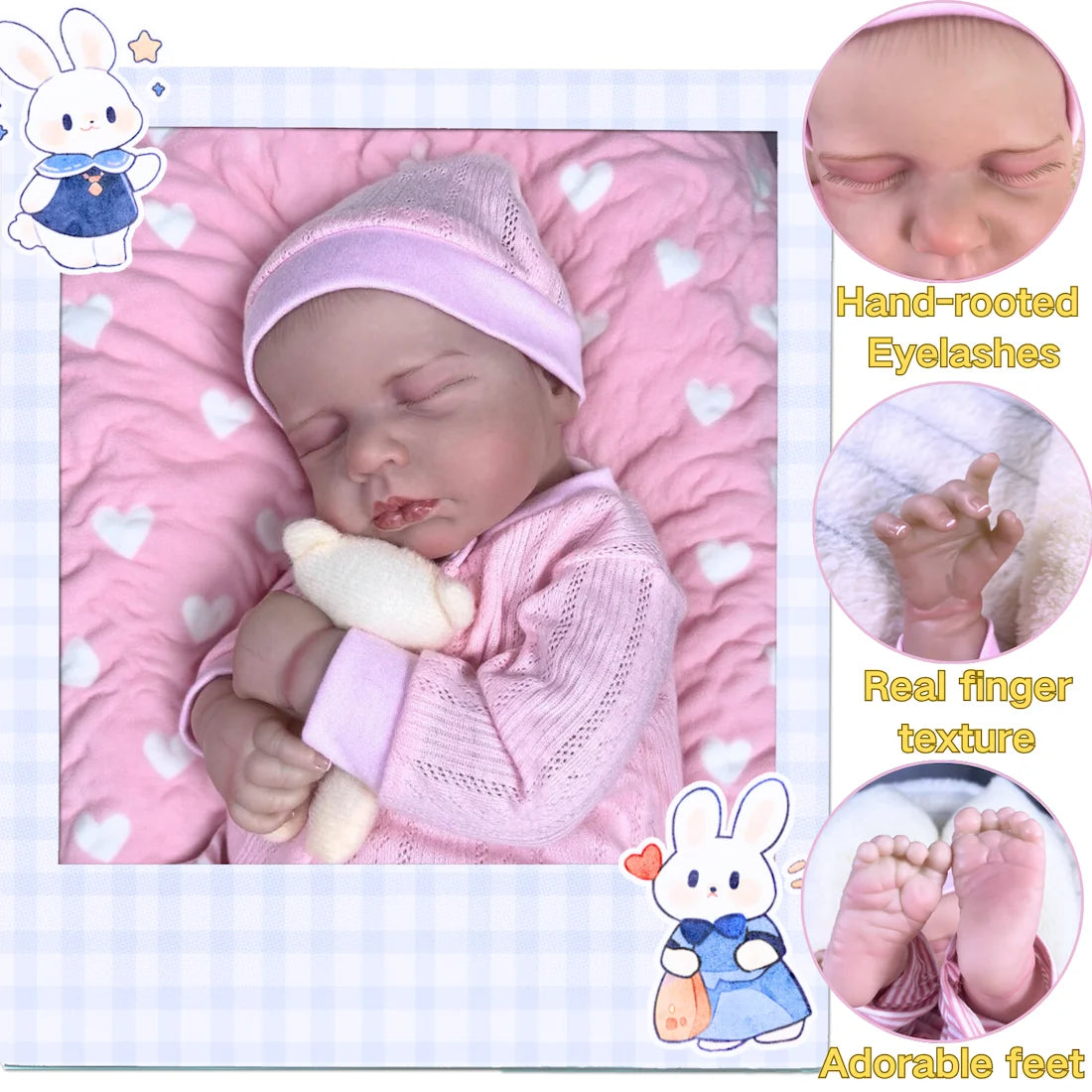 MRB 20 Inch Finished Reborn Baby Dolls LouLou 3D Painted Skin Lifelike Newborn Baby Dolls Toy For Girl Birthday Christmas Gift