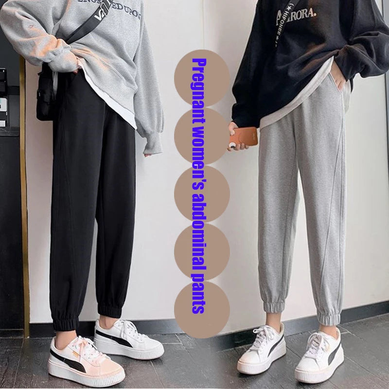 Autumn Sports Casual Cotton Maternity Pants Loose Straight Jogger Trousers Clothes for Pregnant Women Pregnancy