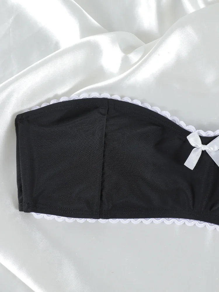 Solid Bikini Set Bow Swimsuit Sexy Swimwear Women Low Waist Bikinis Off Shoulder Swimsuits Two Piece Suit Biuqini Beach Wear