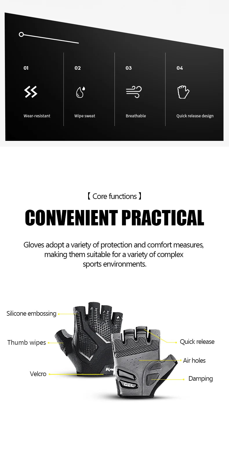 Half Finger Cycling Gloves Summer Bicycle Gloves Shock-absorption Breathable Mountain Bike MTB Gloves Cycling Accessories