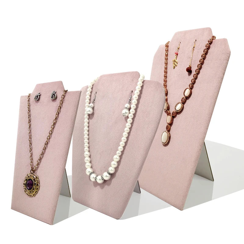 Wooden Necklace Stand White Pu Jewelry Pendant Display Holder Organizer Storage Easel Shelf Rack 3 Color 12.5*22.5Cm