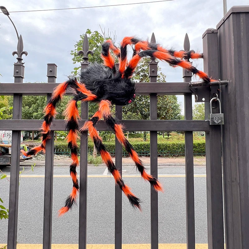 Halloween Black Giant Spider Scary Artificial Plush Spider Home Bar Haunted House Scene Ornaments Props Holiday Outdoor Decors