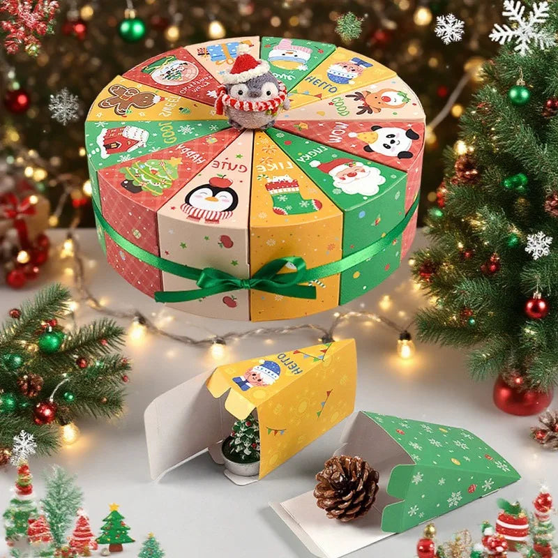 12pcs Christmas Candy Boxes Christmas Gift Packag Box Xmas Tree Hanging Pendent New Year Blind Boxes DIY Party Favors Decoration