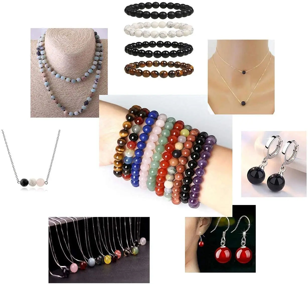 4/6/8/10mm High Qulity Tourmaline Beads Natural Stone Round Colorful Loose Beads for Jewelry Making Supplier Bracelets Accessory