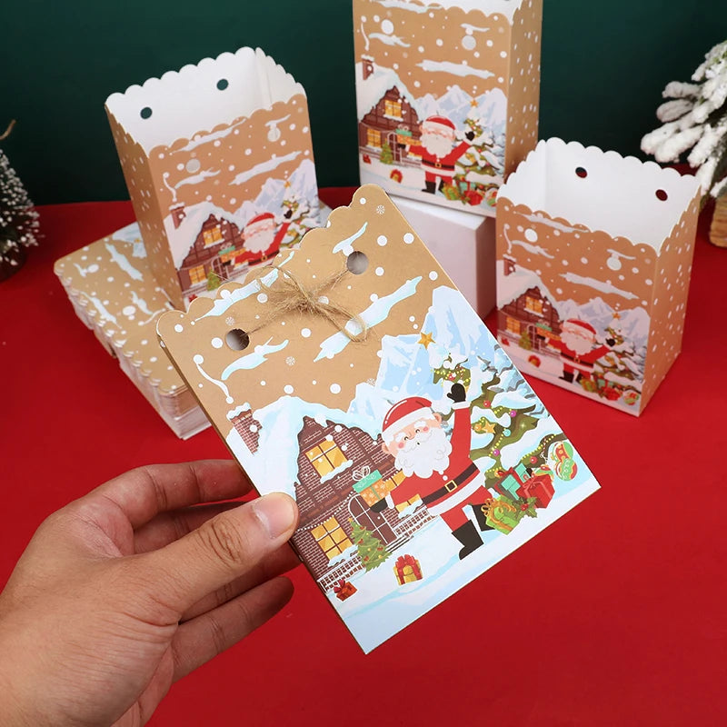 5-30Pcs Christmas Gift Box with rope Cartoon Santa Claus Candy Cookies Packaging Bag Christmas Party Home Decor New Year 2026