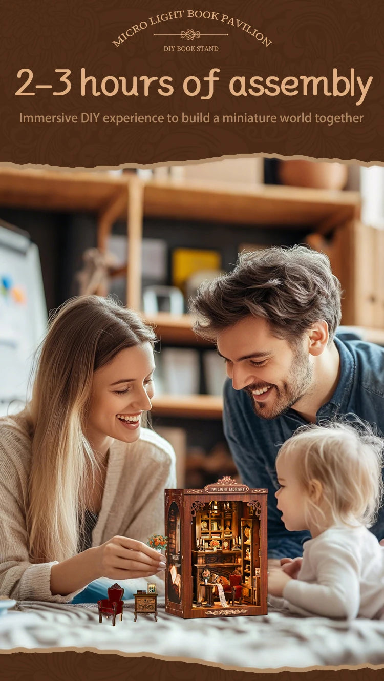 DIY Book Nook Kit Figurines Miniature Booknook Wooden Doll House 3D Puzzle Bookshelf  Dollhouses Toy For Birthday Christmas Gift