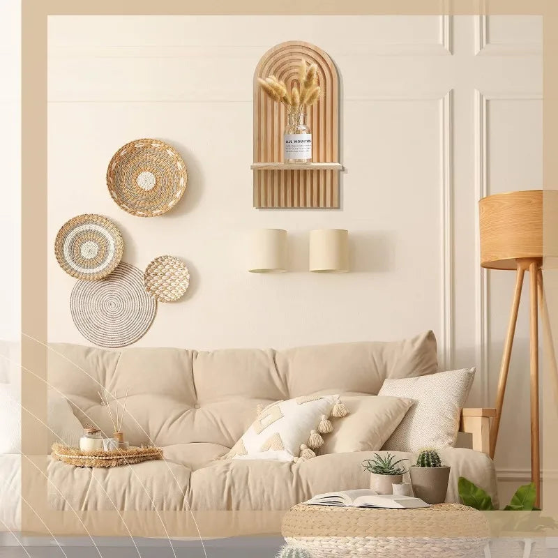 Bohemian Wall Mounted Decorative Shelves Candle Sconces Hanging Rack Plant Flower Vase Display Shelf Home Decoration