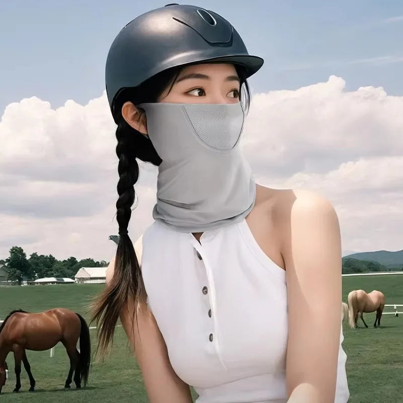 Summer Sunscreen Ice Silk Mask Neck UV Protection Face Cover Sunscreen Face with Outdoor Cycling Sun Protection Veil Tube Scarf