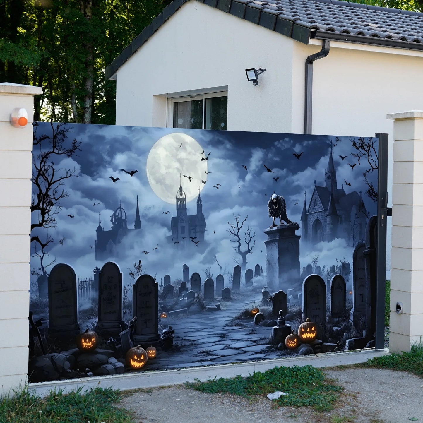 Spooky Halloween Graveyard Background: Transform Your Space with a Chilling Scene! Tapestries,holiday party decoration