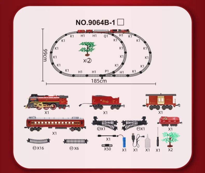 Classical Christmas Remote Control Train Toy Steam Track Sound and Light Christmas Gift Toy