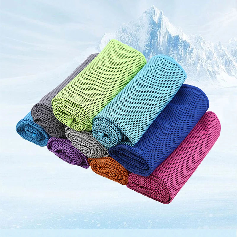 Portable Sport Towel with Mini Silicon Gel Set Cold Towel Breathable Fitness Sport Gym Running Outdoor Quick Dry Cooling Towel
