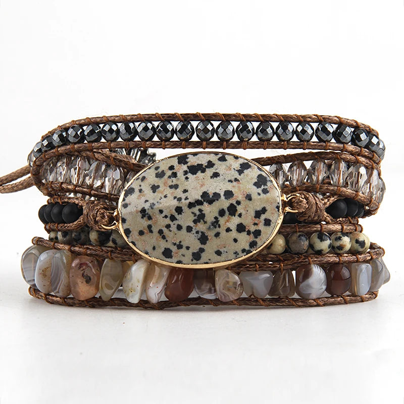 Fashion Bohemian Jewelry Bracelet Mixed Natural Stones Charm Wrap Handma Bracelets Women Festival Gift