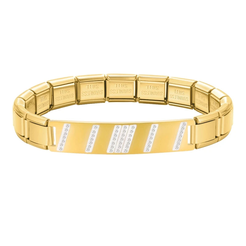 New Fashion Women Romantic Heart Star Zircon 9MM Width Stainless Steel Bracelet Bangle Girls Wedding Christmas Gift Jewelry