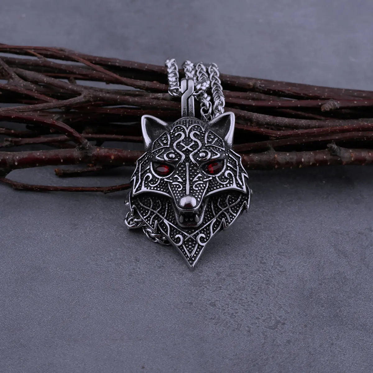 316L Stainless Steel Viking Nordic Wolf Head Men's Necklace Fashion Retro Boutique Versatile Hip Hop Biker Pendant Jewelry Gift
