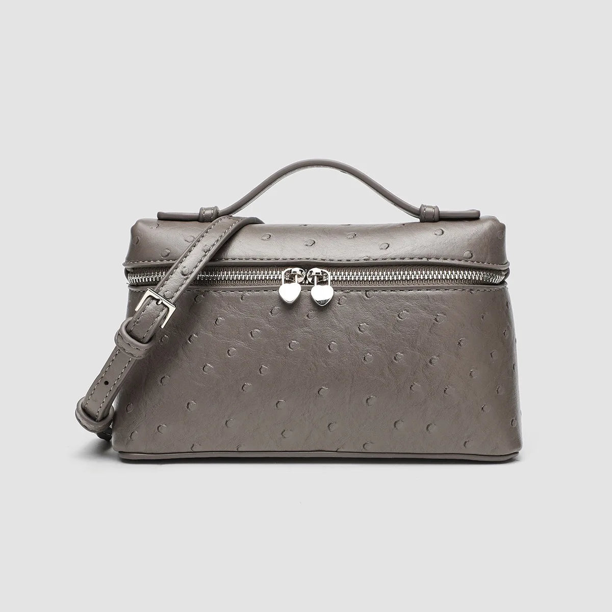 Customizable Name Lunch Box Bag Fashionable Women's Bag Ostrich Pattern Handbag Clutch Bag Women Make Up Pouch With Handle