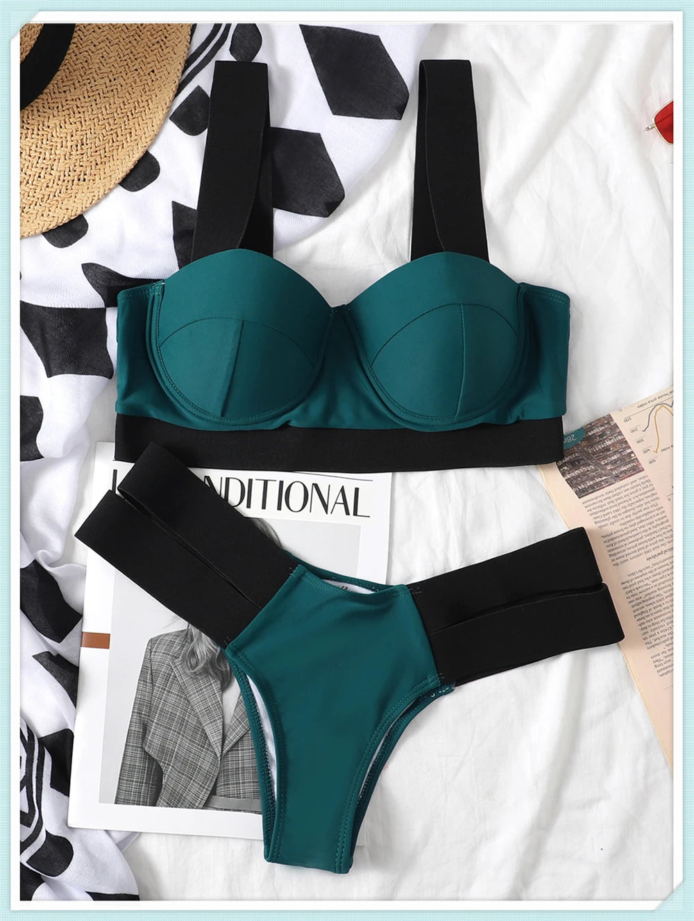 Solid Bandage Bikini Women Push Up Swimsuit Sexy Swimwear Female Brazilian Bathing Swimming Suit Bather Splicing Color Beachwear