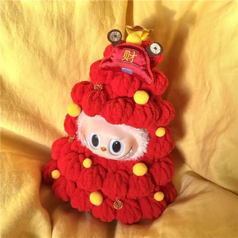 For 17cm Labubu 3.0 Doll Handmade Crochet Christmas Tree Outfit Seasonal Holiday Costume Doll Accessories Christmas Gift