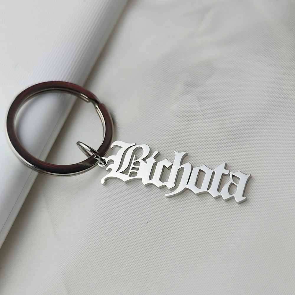 Personalized Name Keychain Fashion Car Key Accessories Stainless Steel Jewelry Simple Keychain