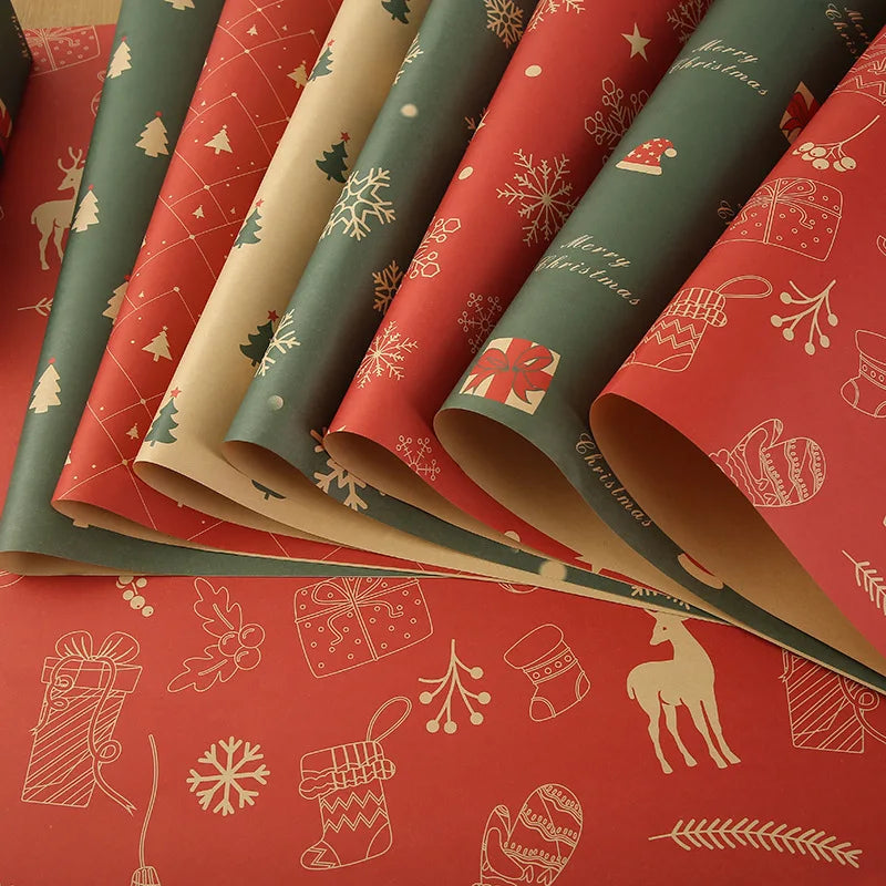 75x50cm Christmas Gift Wrapping Paper DIY Craft Paper Bag Gift Decoration Birthday New Year Party Wedding Gift Packaging Papers