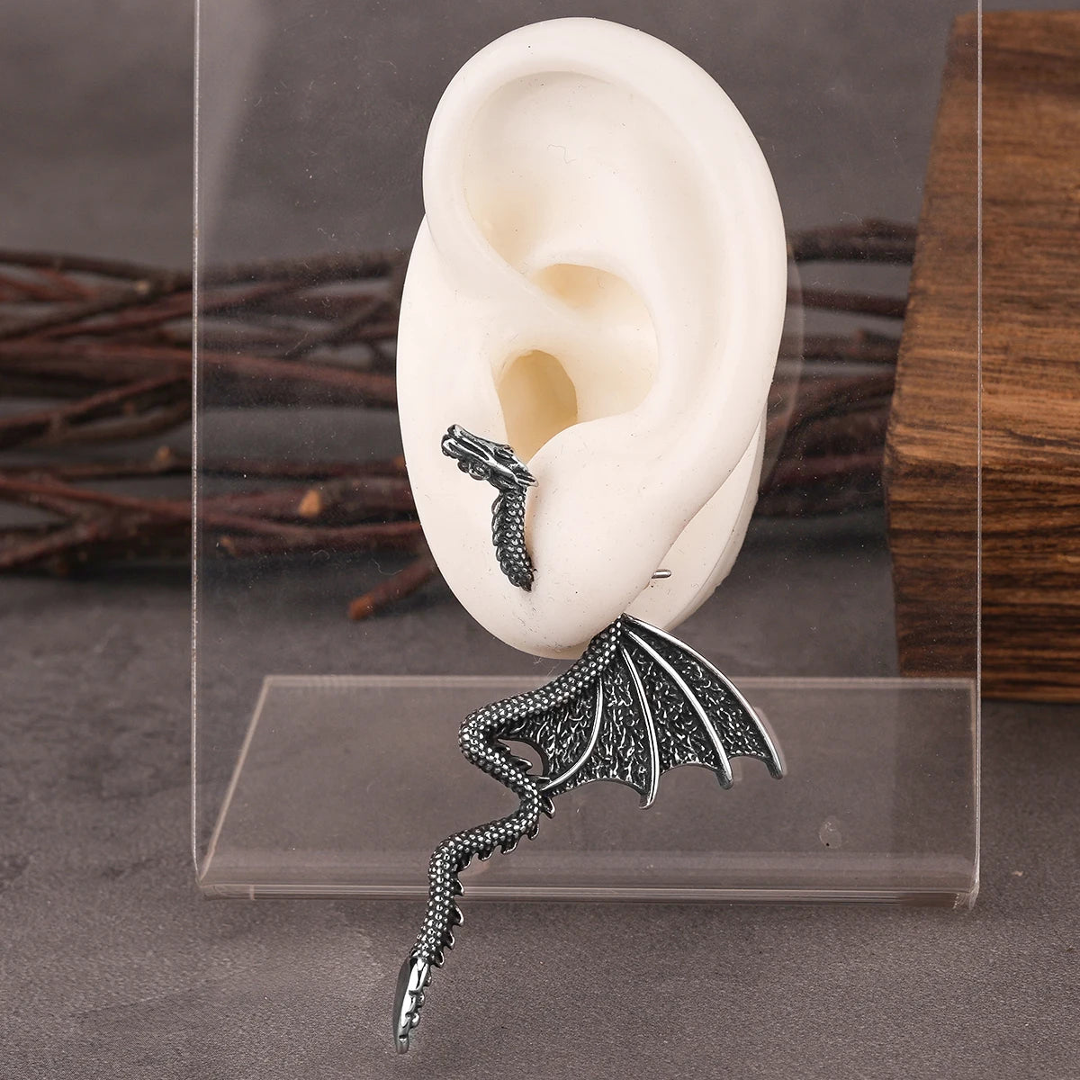 Vintage Viking Dragon Drop Earrings Men Women Fashion Stainless Steel Nordic Rune Amulet Jewelry Halloween Party Gift