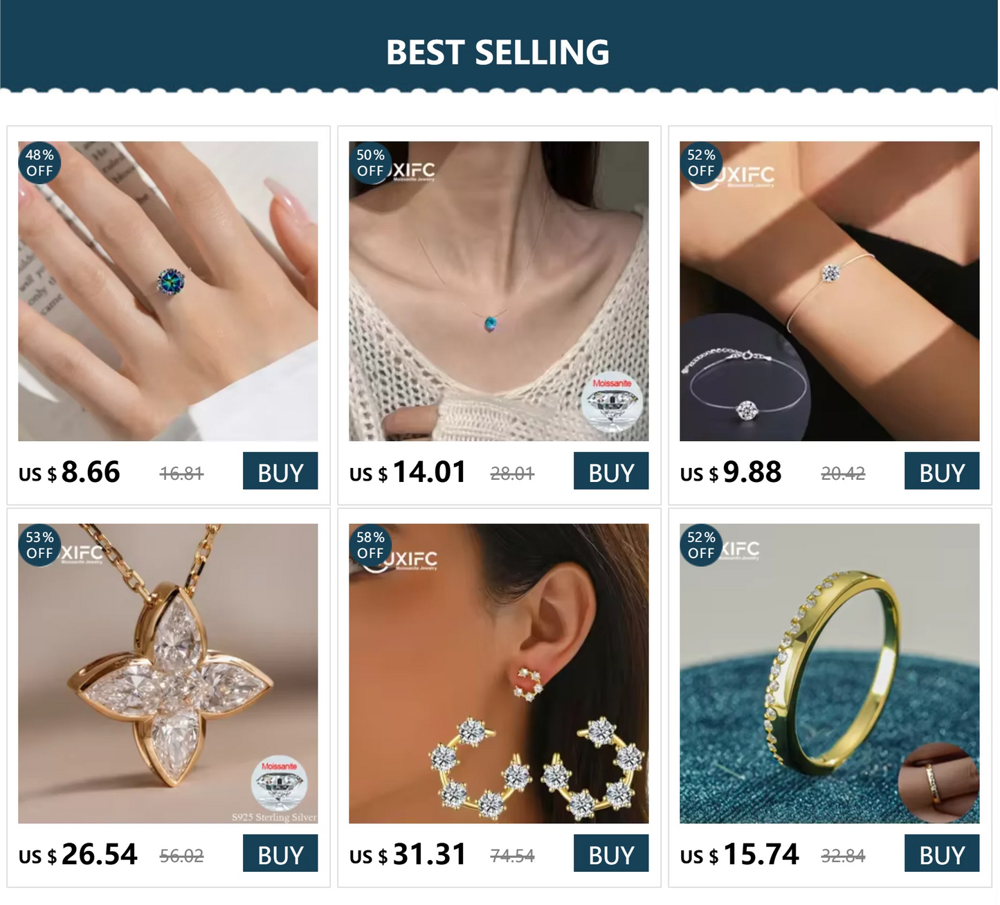 MUXIFC Transparent Fishing Line Moissanite Engagement Ring for Women S925 Silver GRA Pink Blue Diamond Ring Wedding Band Jewelry