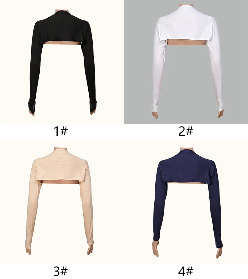 Jersey Arm Warmers Muslim Women Sliod Color Oversleeve Cotton Modal Cover Shoulder Arm Fake Collar Sun Protection Shoulder