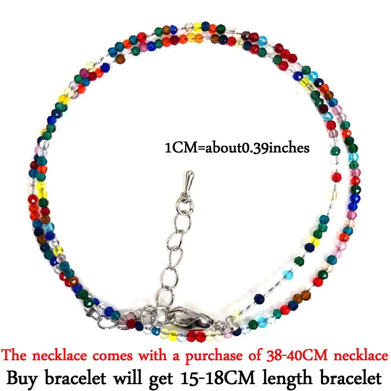 2-3mm Natural Stone Beaded Necklace Handmade Mini Tourmaline lapis crystal Energy Healing Female Bracelet for Women Jewelry Gift