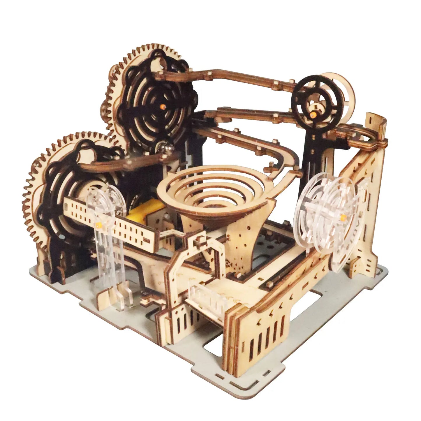 Electric 3D Wooden Puzzles Marble Run Model Kits  Brain Teaser Puzzle DIY handmade Christmas gift(Without battery)