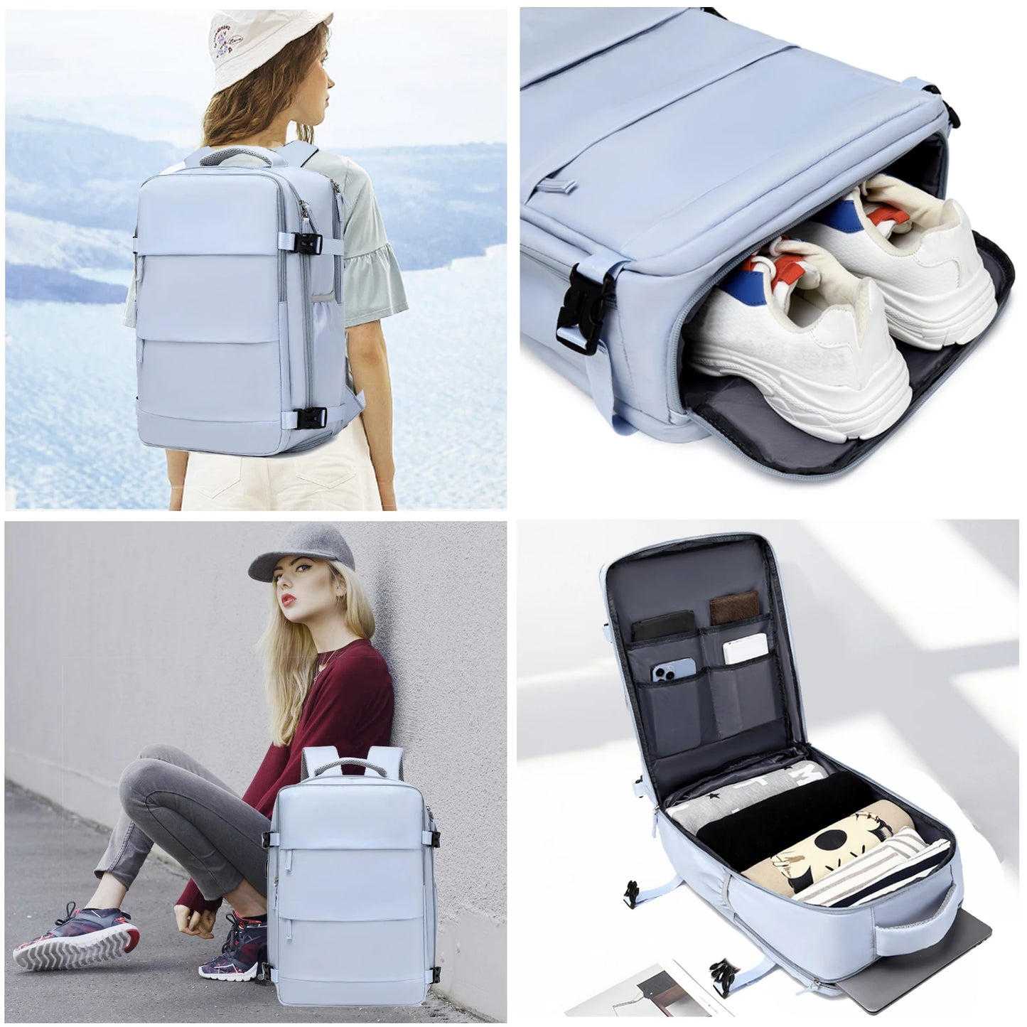 Travel backpack, can hold 15.6-inch laptop backpack, suitable for men and women with waterproof shoe compartment backpack
