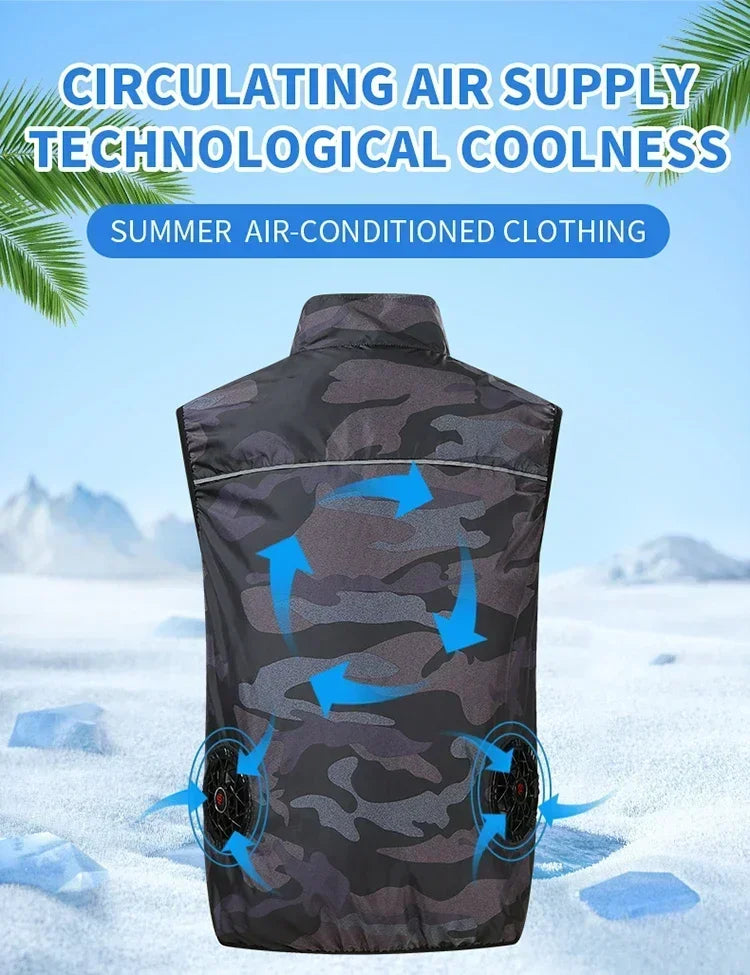 Ice Vest Men's Usb Refrigeration 9 Leaf Fan Jacket Air Conditioner Clothes High Temperature Work Hiking Cooling Fishing Vest New