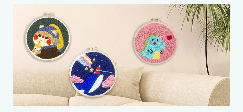 GATYZTORY DIY Punch Needle Embroidery Kit Santa Claus Snowman Frame Punch Set for Beginners Easy Handicraft DIY Christmas Gift