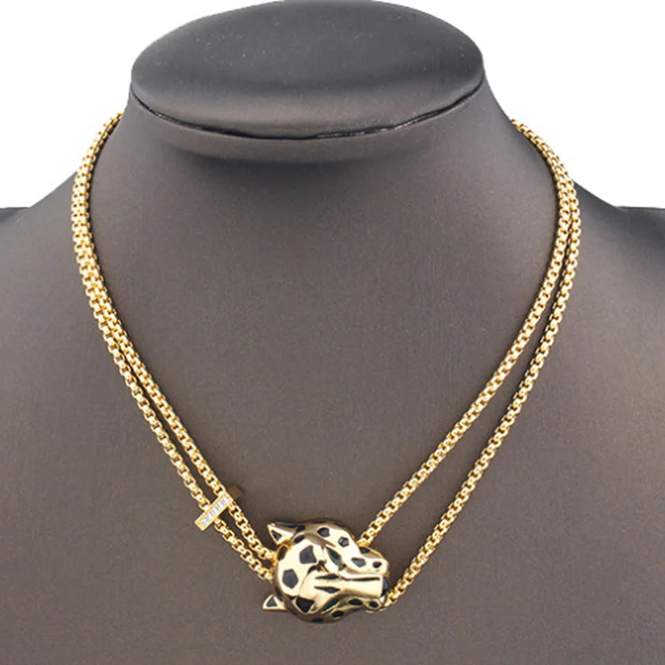 Zlxgirl Green Eye Jet leopard pendant with Earrings Jewelry Set AAA micro pave cubic zircon copper necklace sets fashion jewelry