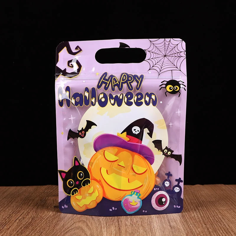 Halloween Party Candy Bag Cartoon Pumpkin Ghost Self Sealing Bag Kids Trick or Treat Cookies Snack Packaging Decoration Favors