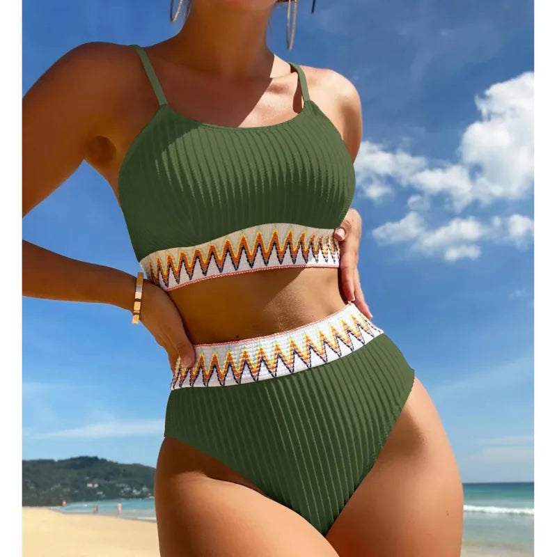 Sexy High Waist Bikinis 2025 Swimsuits Women's Swimwear Push Up Female Beach Swimming Wear Bathing Suits Bikini Set Pool Bather