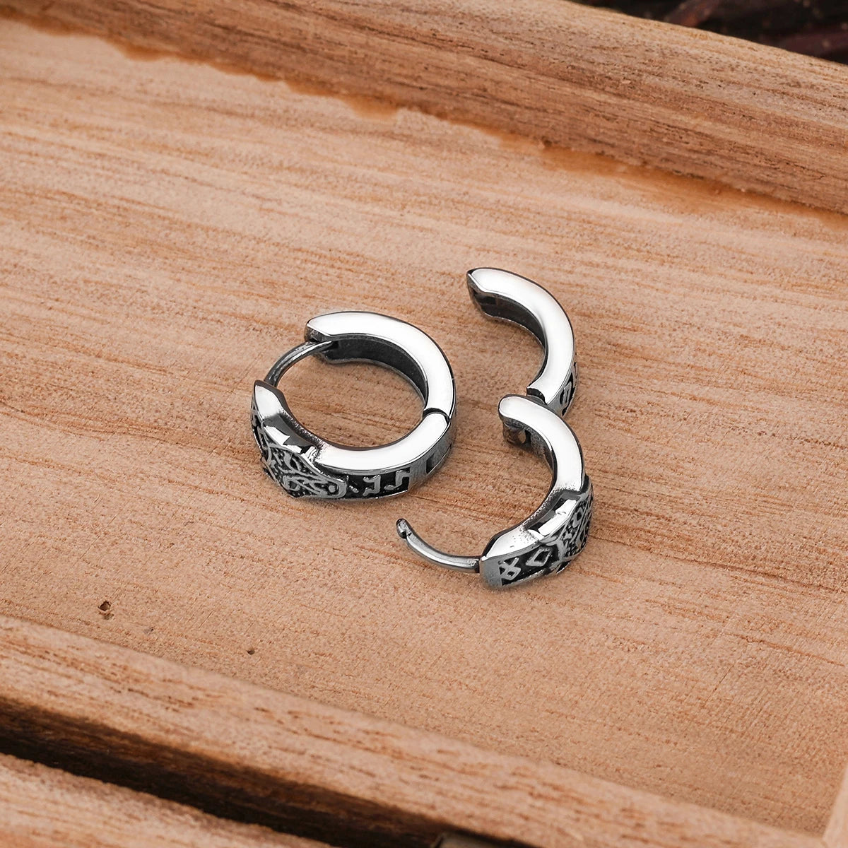 Stainelss Steel Viking Wolf Head Hoop Earrings Men Women Punk Hip Hop Earring Jewelry Party Wedding Gift for Boys