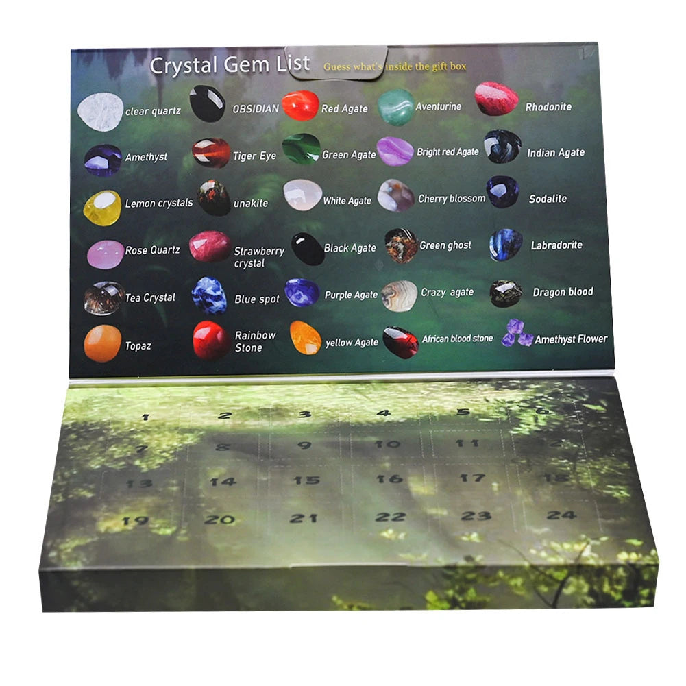 Crystal Advent Calendar 2024 Christmas Advent Calendar with 24 Natural Gemstones Crystals Xmas Countdown Calendar Christmas Gift