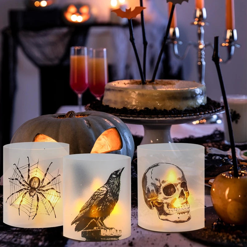 6pcs Halloween Pvc Lantern Ghost Pumpkin Bat Lampshade No Lights Halloween Party Home Table Decoration Haunted House Horror Prop