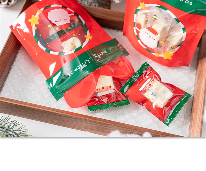 LBSISI Life 25pcs Ball Shape Christmas Gift Bag For Candy Chocolate Cookie Nougat Biscuit Packing Gift Tree Santa Zipper Bags