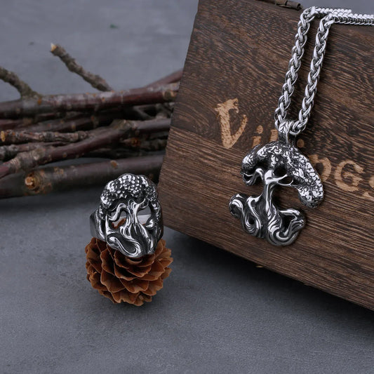 Stainless Steel Viking Tree of Life Yggdrasil Necklace Men's World Tree Protection Pendant Scandinavian Viking Jewelry Gifts