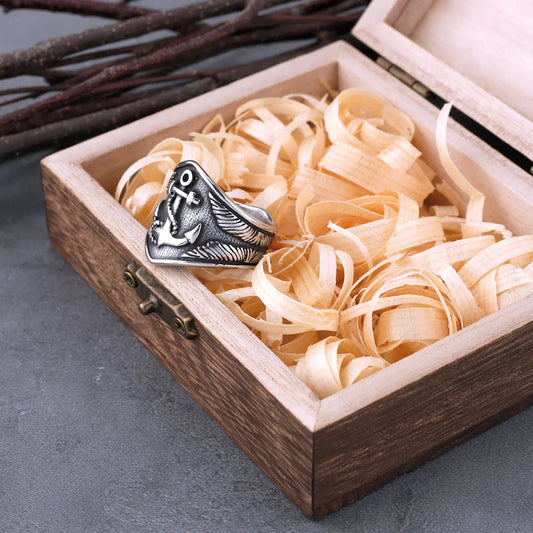 316L Stainless Steel Viking Ship Anchor Ring Men's Boat Rudder Hip Hop Biker Ring Nordic Amulet Jewelry As Gift Dropshipping