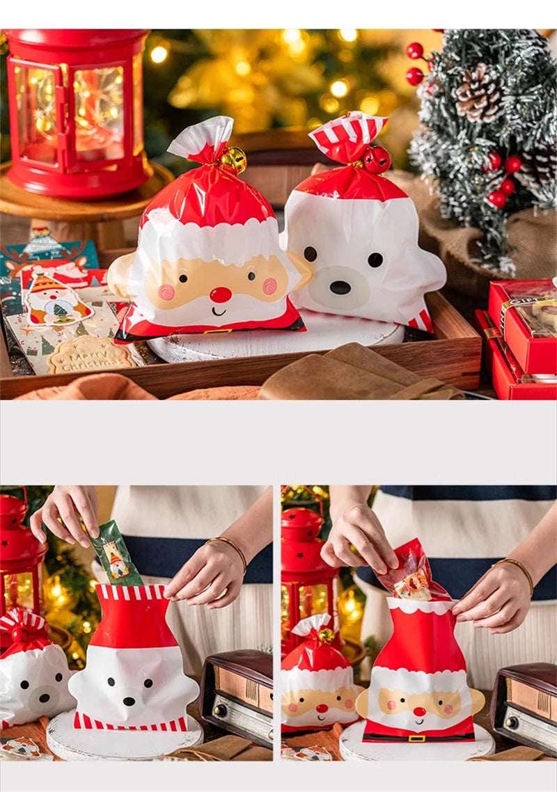 LBSISI Life 25pcs Ball Shape Christmas Gift Bag For Candy Chocolate Cookie Nougat Biscuit Packing Gift Tree Santa Zipper Bags