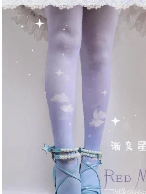 original Lolita Women Stockings Retro Cotton Socks Female Girls Lo Gothic Style Duplex Printing Pantyhose Sweet Tights Leggings
