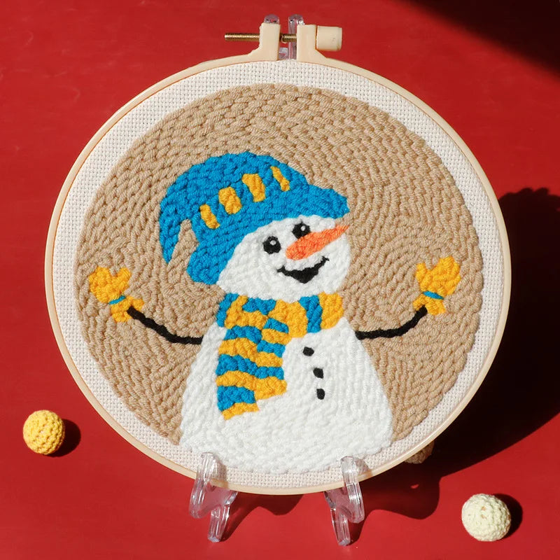 GATYZTORY DIY Punch Needle Embroidery Kit Santa Claus Snowman Frame Punch Set for Beginners Easy Handicraft DIY Christmas Gift